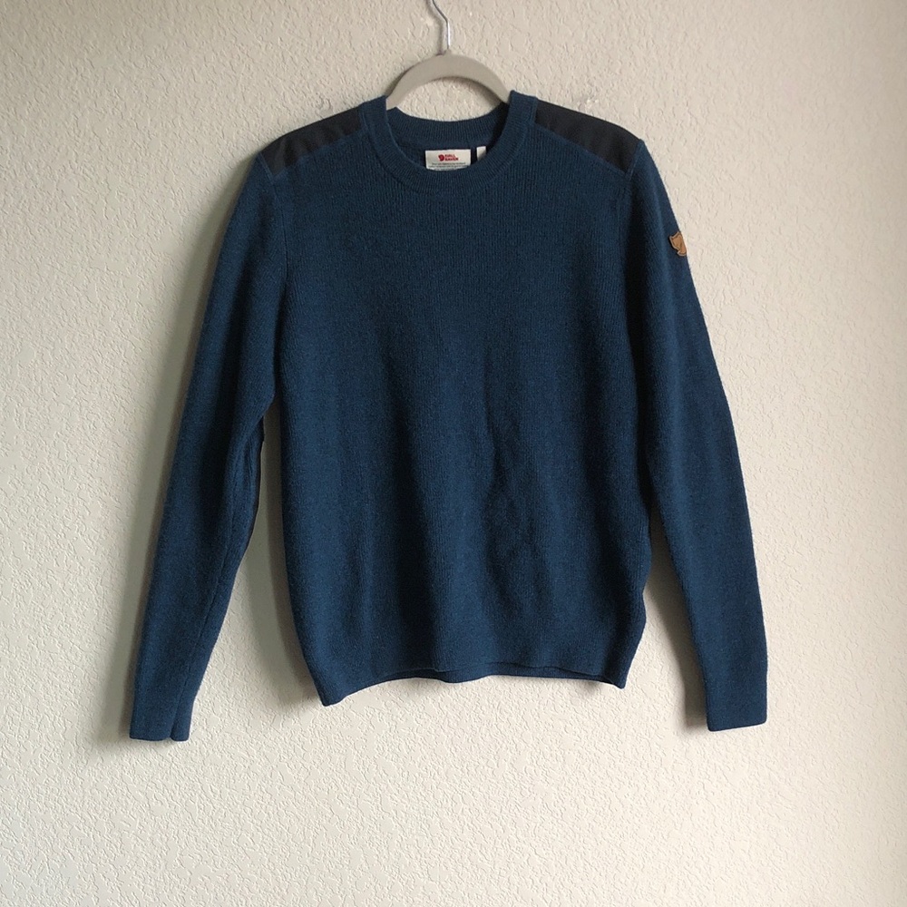 Fjallraven Mens Sormland Crew Sweater Wool Blue Medium Flaw